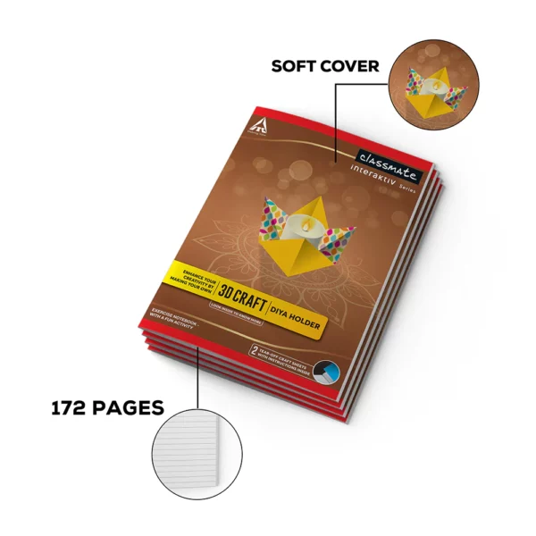 Classmate 3D Craft notebooks, 24.0 cm x 18.0 cm, 172 pages, Ruled, Soft Cover - Image 6