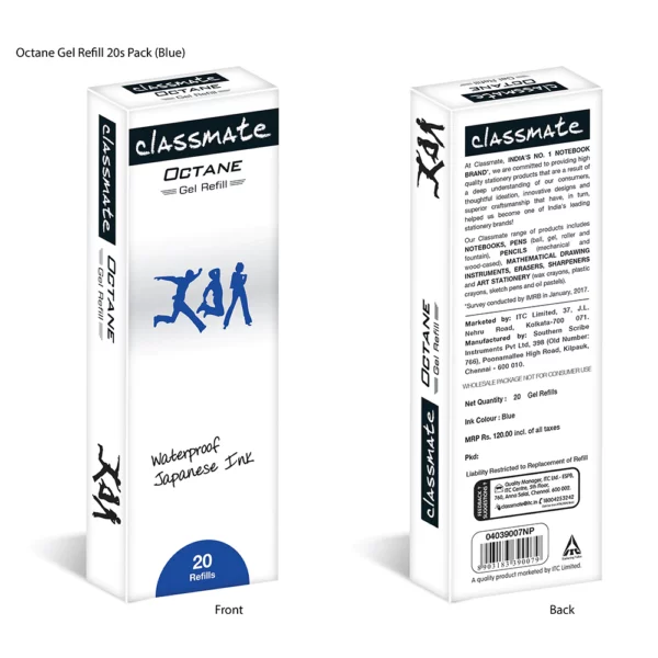 Classmate Octane Gel Pen Refills- Blue (Pack of 20) - Image 2