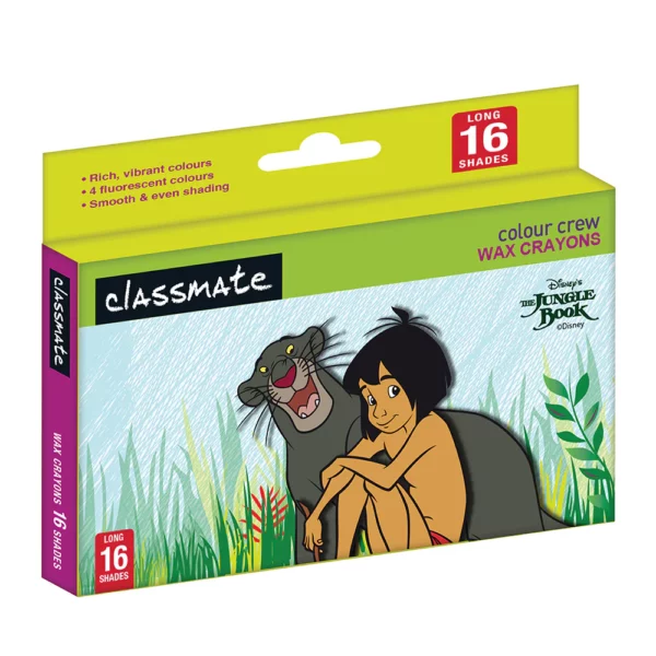 Classmate 16 Shades Long Wax Crayons (Pack of 1)