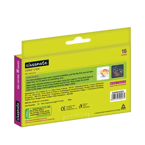 Classmate 16 Shades Long Wax Crayons (Pack of 1) - Image 2