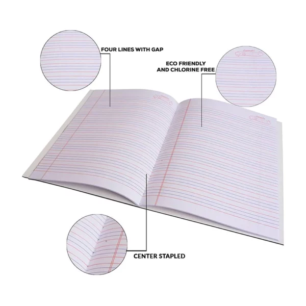 Classmate Notebook, 21.0 cm x 17.0 cm, 96 pages, Four Lines With Gap, Soft Cover - Image 3